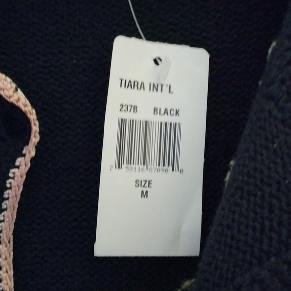 Tiara Int'l Black Button Cardigan Sweater w/ Floral Embroidery+ Beading, Medium - Picture 4 of 10